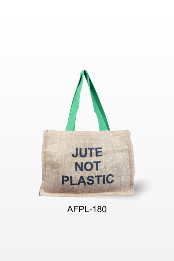 Jute Bag | Dyed Handles | Daily Use Bag | Natural Bag | High Qulaity Jute Bag | Logo pring Bag | Event Bag | Nature Friendly Bag | Shopping Bag | Grocery Bag | Vegetable Bag | Single color Print | AFPL 180